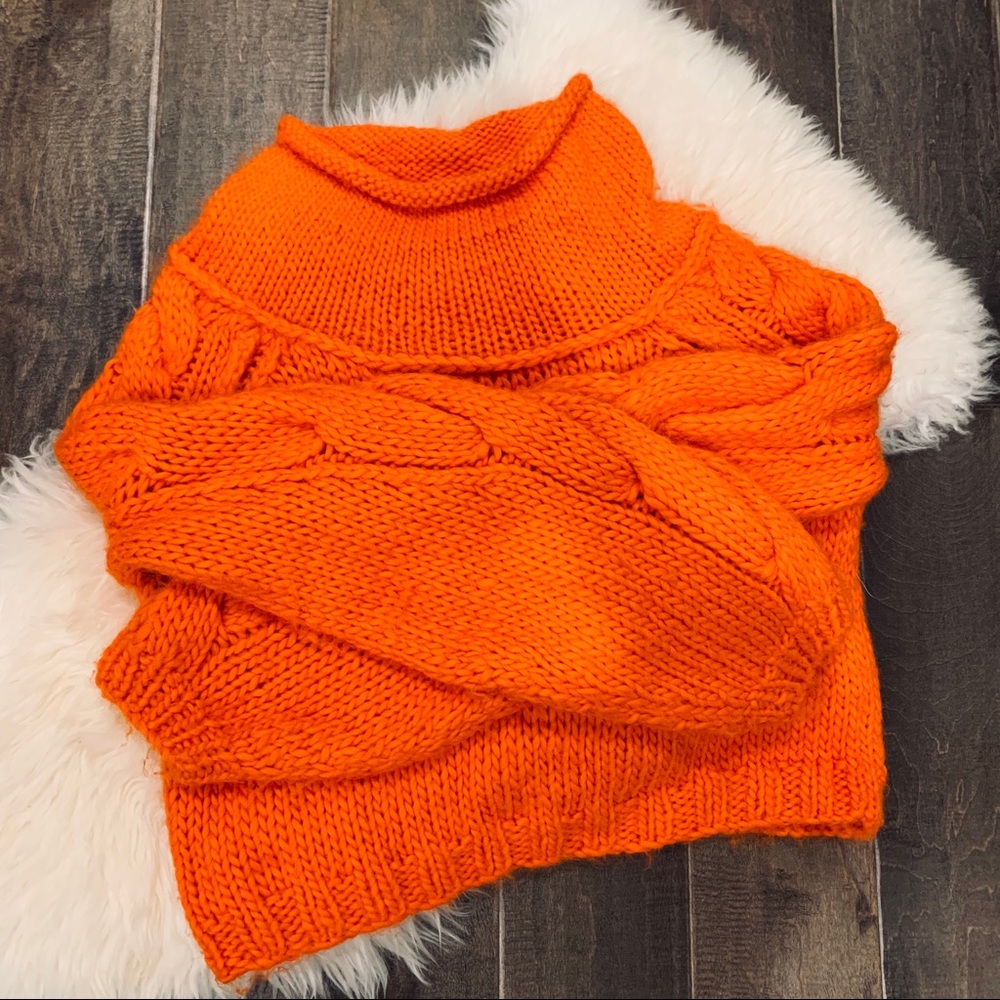 Free people wool of alpaca orange sweater